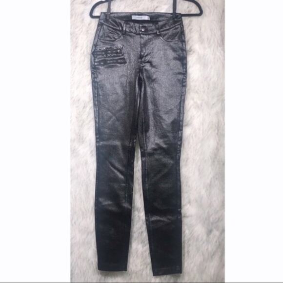 JustFab metallic silver & black studded punk jeggings jean leggings - Picture 3 of 8